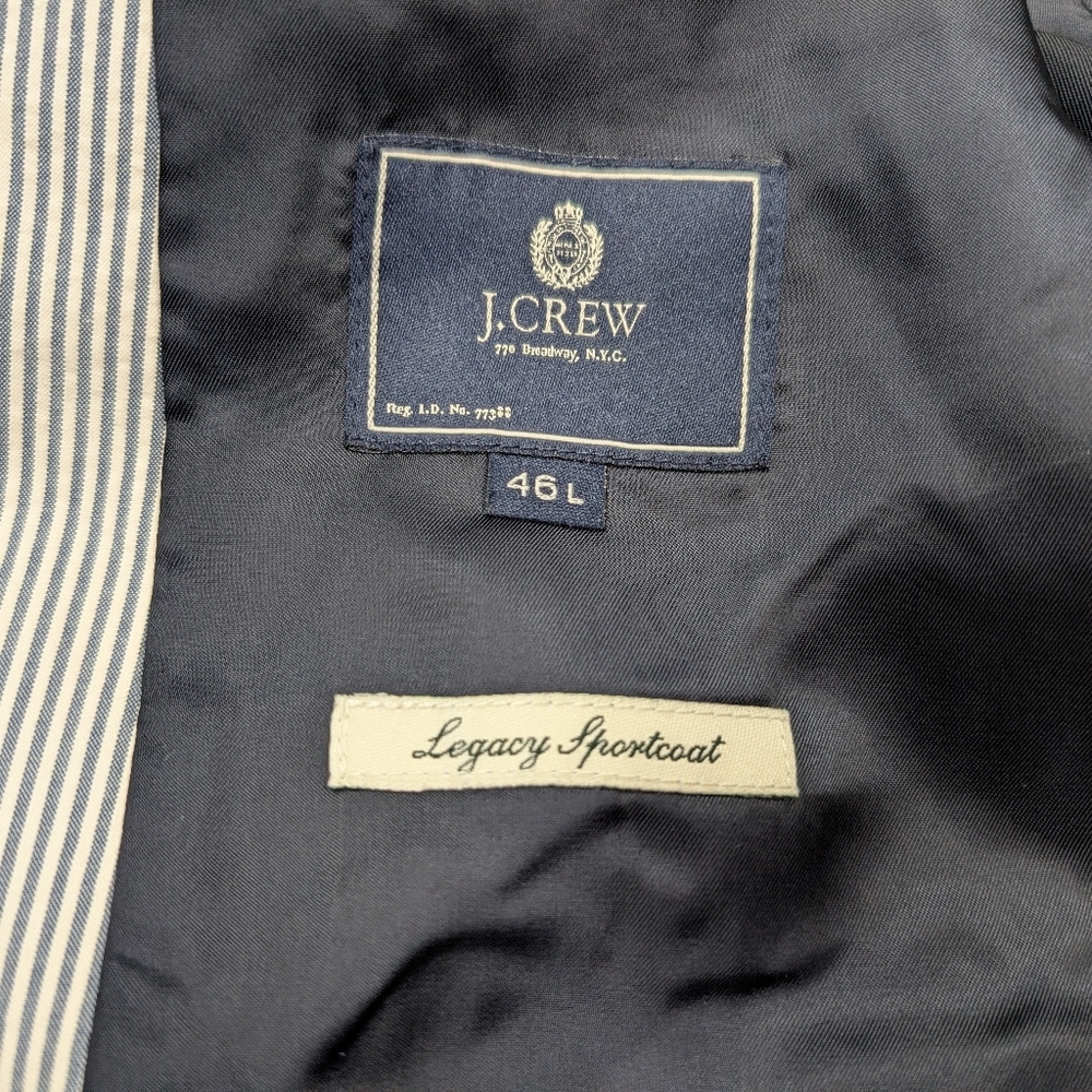 J. Crew Jacket Mens 46 L Blue Pinstripe Legacy Sportcoat 3 Button Business - Picture 10 of 11